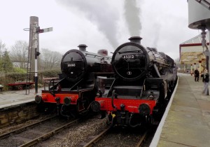 45212 passing 13065 in ramsbottom station, ELR steam gala march 2017