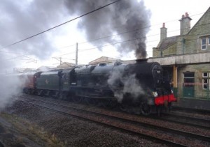 46115 Scots Guardsman hauls the Cumbrian mountain express through Carnforth station C