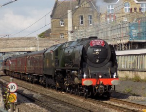 46233 running into carnforth station with the southbound cumbrian mountain express, 22.7.17