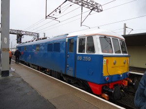 Class 86 no.86259 in carnforth station, after hauling the Winter Cumbrian Mountain Express from Euston, february 2013