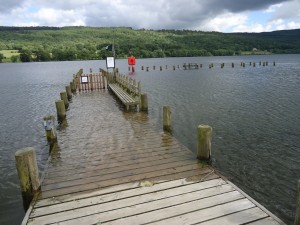 Flooded jetty at Coniston June 2012
