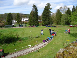 Millerbeck Light Railway, staveley view of line with 5 trains