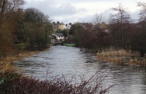 River Eea in flood looking towards Cark December 2015a