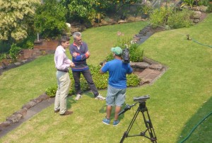 David talking to the Al-Jazeera reporter and camera-man, in our back garden