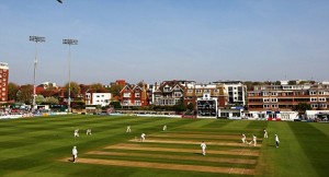 Hove cricket ground, with Lancashire batting